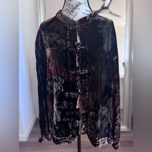 Anis. A Velour Velvet Silk Multicolor Blazer Jacket Size L